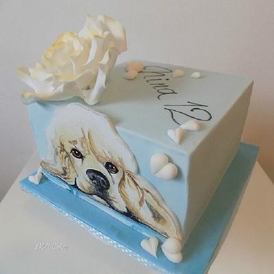 Hand painted Cocker spaniel - Cake by MOLI Cakes