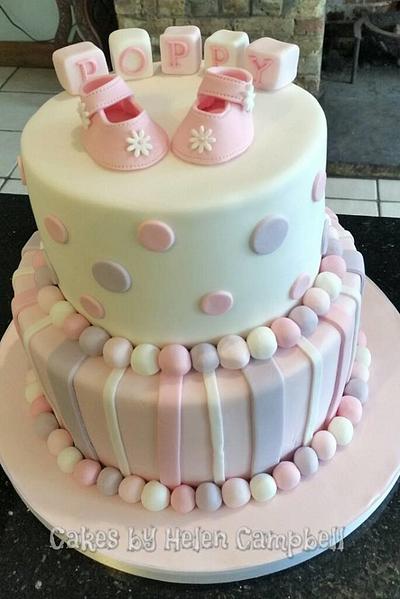 spots and stripes christening cake - Cake by Helen Campbell