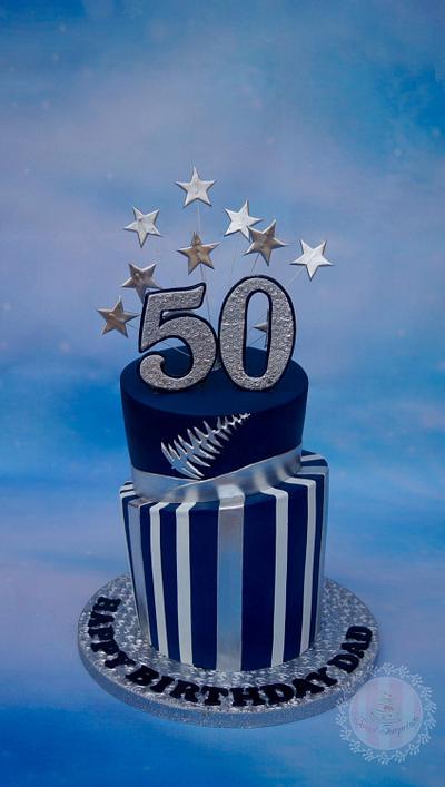Navy and Silver 50th Birthday - Cake by Sweet Surprizes 