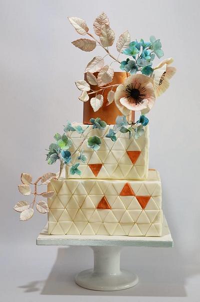 White and copper wedding cake - Cake by  Despina Vrochidou