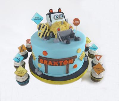 Construction Cake with Matching Cupcakes - Cake by Sweet Petite Baking Co.
