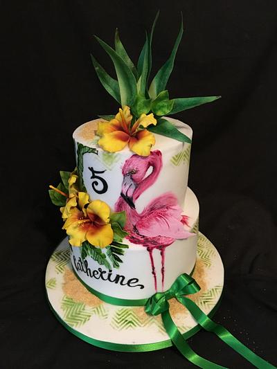 Pink flamingo 💕 Tropic cake - Cake by Nightwitch 