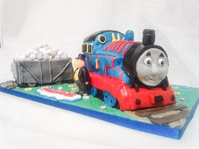3D Thomas cake with troublesome truck and fat controller - Cake by Lucy