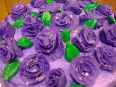 purple fondant roses  - Cake by positivelysweet
