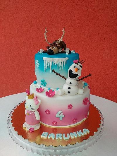 Frozen and Kitty  - Cake by Martina