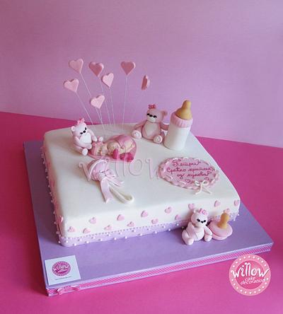 Christening cake with baby and bears - Cake by Willow cake decorations