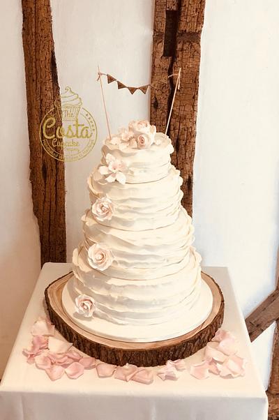 Rustic ruffle wedding cake  - Cake by Costa Cupcake Company