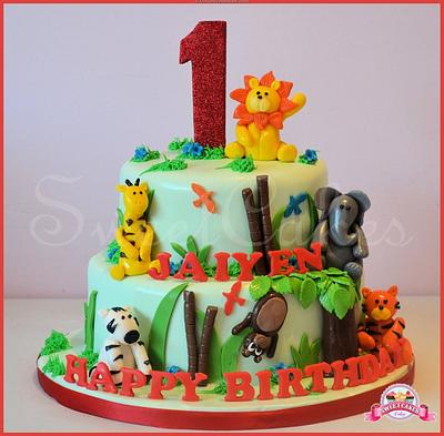 2 Tier Jungle Themed 1st Birthday Cale - Cake by Farida Hagi