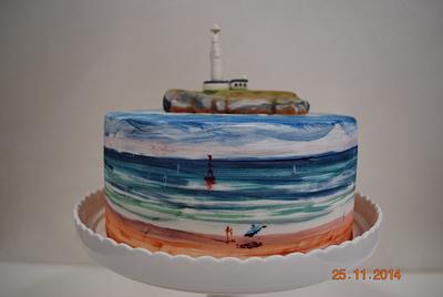 A DAY AT THE BEACH WATER COLOUR - Cake by Ponona Cakes - Elena Ballesteros