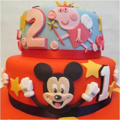 Mickey and Peppa Pig joint birthday cake - Cake by K Cakes