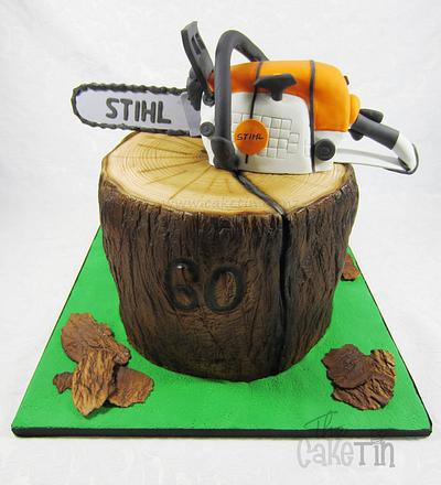 Chainsaw and tree butt - Cake by The Cake Tin