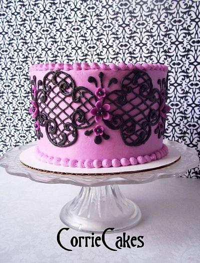 purple with black lace - Cake by Corrie