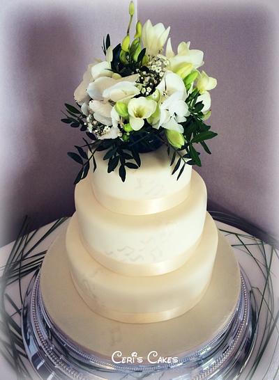 Cascading music notes wedding cake - Cake by Ceri's Cakes