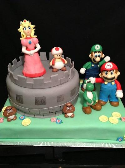 Super Mario and Princess Peach cake - Cake by Linnquinn