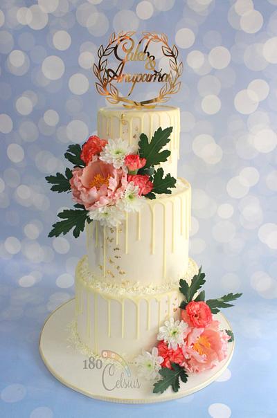 Caleb wed Anupana - Cake by Joonie Tan
