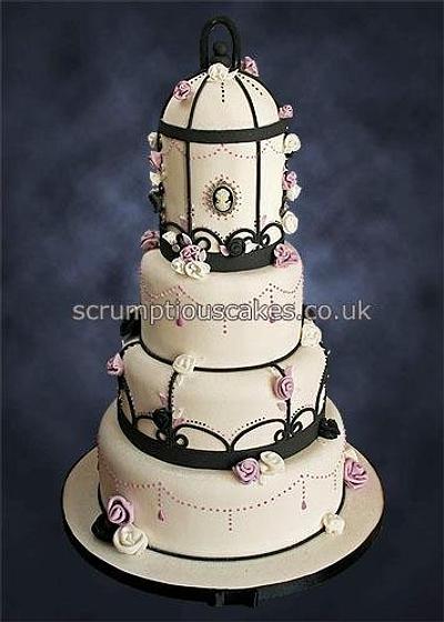 Birdcage Cameo Wedding Cake - Cake by Scrumptious Cakes