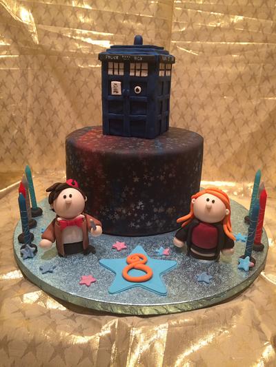 Doctor who and the tardis in a nebula  - Cake by For goodness cake barlick 