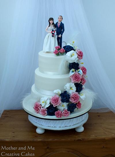 Floral Cascade Wedding Cake - Cake by Mother and Me Creative Cakes