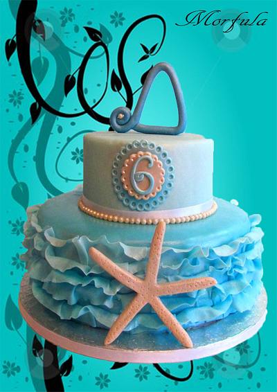 Turquoise Sea Ruffles!! - Cake by Morfoula