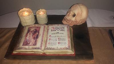 Halloween cake - spellbook, skull and candles - Cake by TheCakemanDulwich