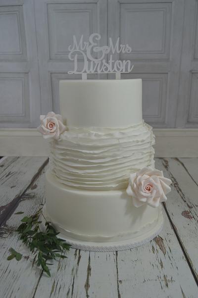 White Ruffle Rose Wedding Cake...x. - Cake by Lulu Belles Cupcake Creations