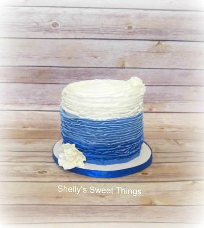 Blue ombre ruffle cake - Cake by Shelly's Sweet Things