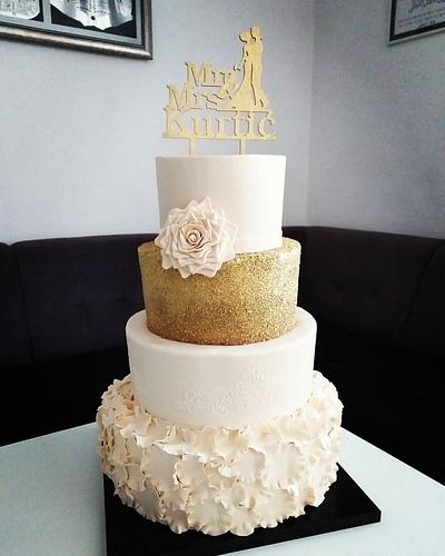 Amazing cream gold wedding cake - Cake by Ramiza Tortice 