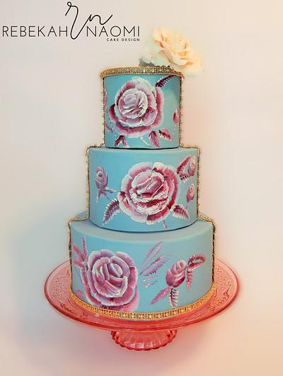 Hand-painted Rose cake - Cake by Rebekah Naomi Cake Design
