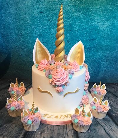 Pastel unicorn cake and cupcakes  - Cake by Maria-Louise Cakes