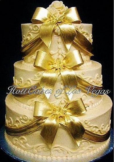Ribbons of Gold - Cake by HottCakez of Las Vegas
