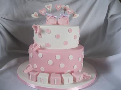pink christening cake - Cake by jen lofthouse