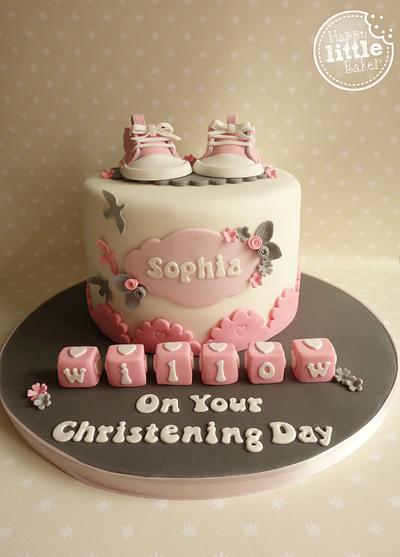 Baby sneaker shoes christening cake - Cake by Happy Little Baker
