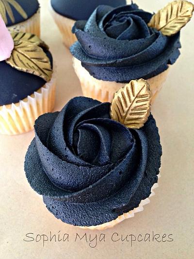 Black buttercream rosettes - Cake by Sophia Mya Cupcakes (Nanvah Nina Michael)