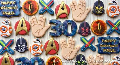 Star Trek, Star Wars and Lord of the Ring themed birthday cookies  - Cake by CookiesByCourtney