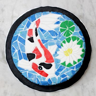 Mosaic Koi & Waterlilly cake - Cake by Cakes! by Ying