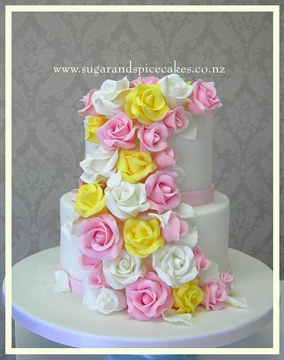 Enrobed in Roses Wedding Cake - Cake by Mel_SugarandSpiceCakes