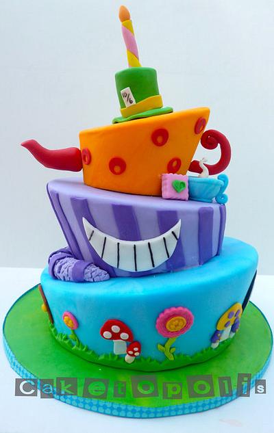 Alice in Wonderland Topsy Turvy Cake - Cake by Caketopolis