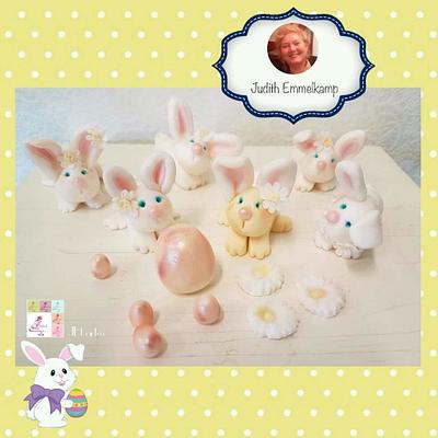 Happy hapily easter bunny family - Cake by Judith-JEtaarten