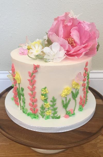 Wafer paper flower celebration cake - Cake by Misty