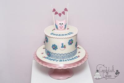 Pretty Owl 1st Birthday - Cake by Kathryn