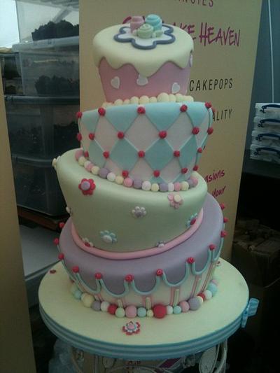 4 tier Topsy Turvy - Cake by Delights by Design