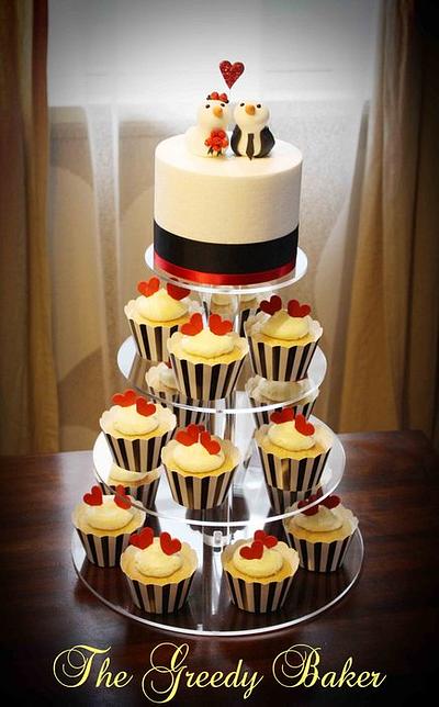 Lovebirds Cake & Cupcake Tower - Cake by Kate