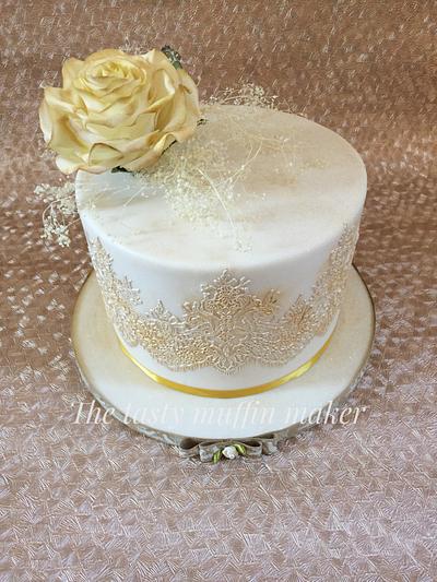 Single tier Vintage Rose wedding cake - Cake by Andrea 