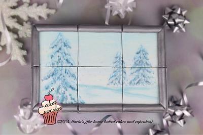 Painted snow scene cupcake toppers - Cake by Maria's