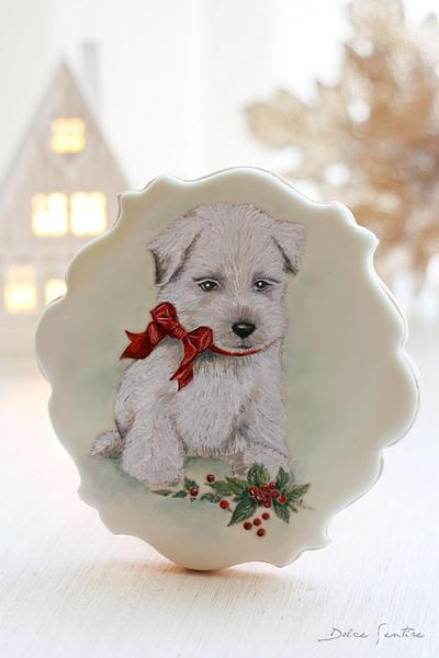 Christmas White Terrier Cookie - Cake by Dolce Sentire