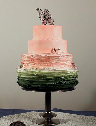 Butterfly Blush Wedding cake - Cake by Star Cakes