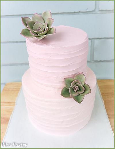Rustic buttercream with succulents - Cake by Bliss Pastry