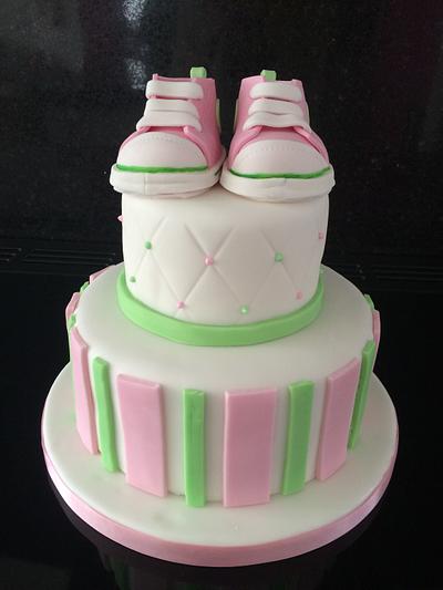 Baby shower converse booty cake - Cake by Sarah Leftley (Sarah's cakes)