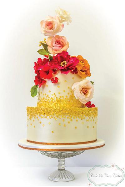 Gold Sequin Floral Cake - Cake by Cobi & Coco Cakes 