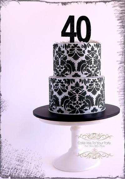 Black Damask Cake - Cake by Leah Jeffery- Cake Me To Your Party